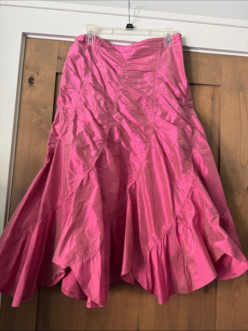 Areli Collection 100% silk Pink Taffeta Midi skirt Womens 10 bridal guest Event